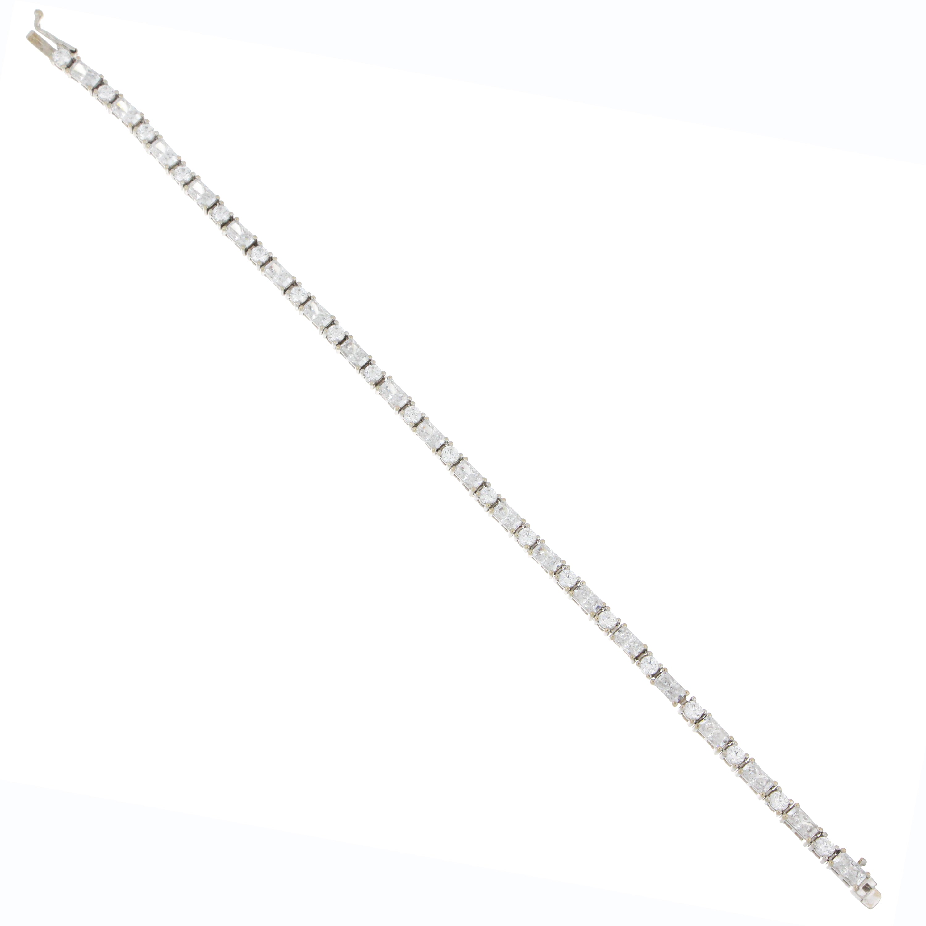 Estate white gold bracelet set with cubic zirconia gems